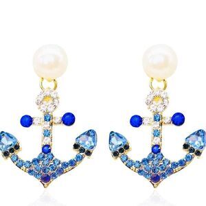 Nautical Marine Anchor Dangle Earrings